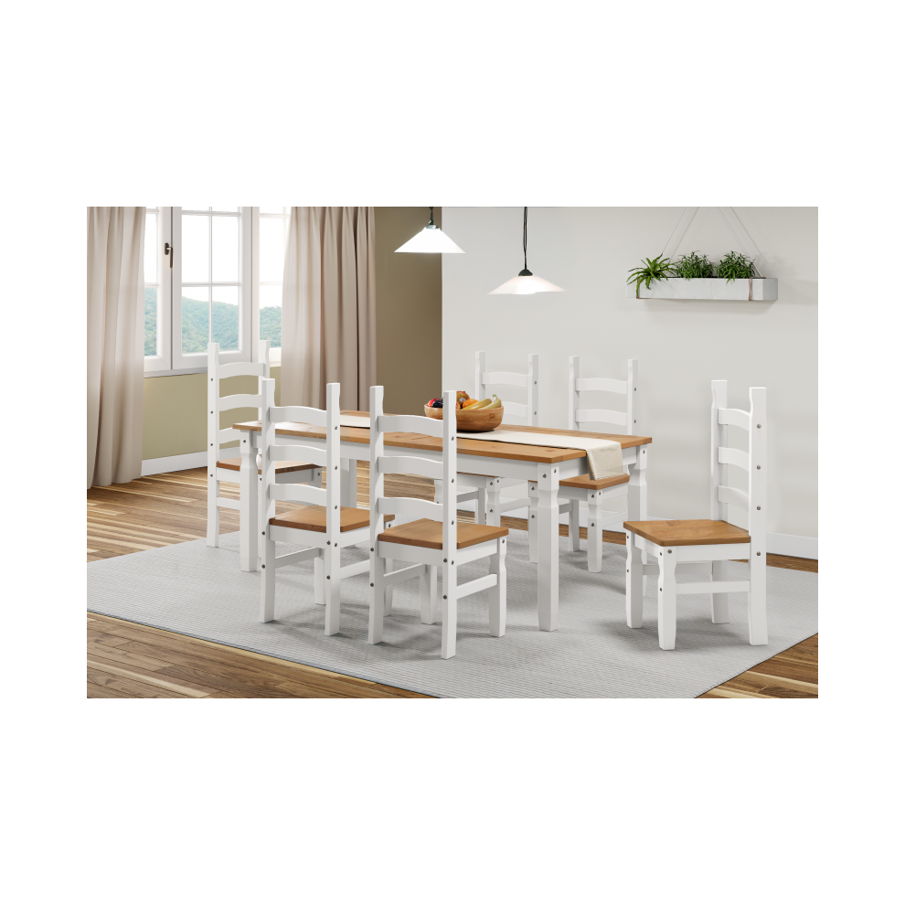 Corona White 6'0" Dining Table & 6 Chairs