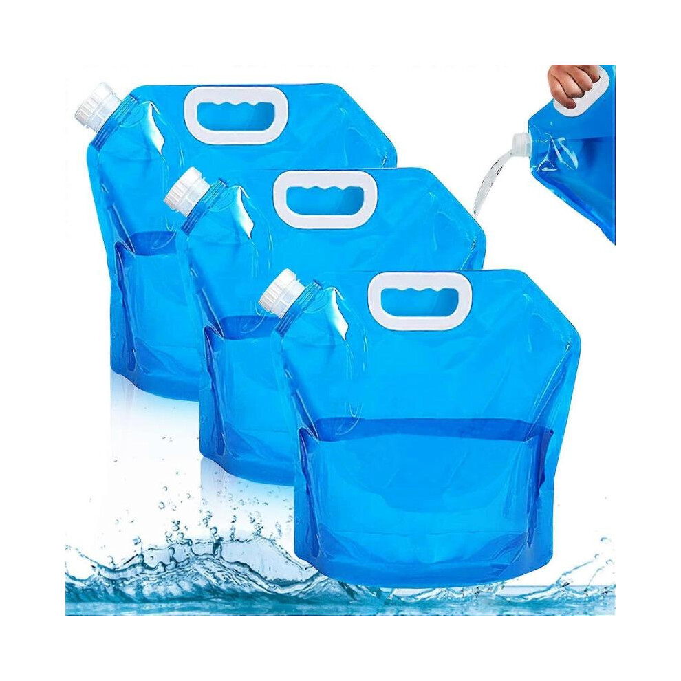 3 Packs Container d'Eau Pliable, 10L Outdoor Folding Water Bag Car Water Carrier Container for Sport Camping Hiking Picnic BBQ