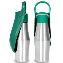 (Dark Green, Multicolor) Pet Dog Outdoor Water Bottle Travel Stainless Steel Water Cup Portable Drinking Kettle ST (BPA Free