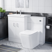 Nanuya 600 Floor Standing White Vanity, Ceramic Basin, BTW Toilet UF Seat & WC