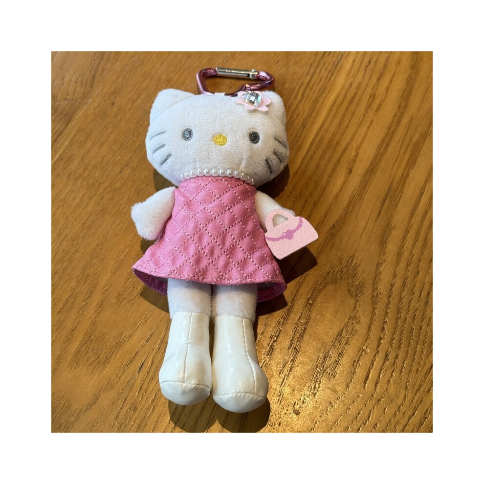 (Rainbow Elf )Porte-clés Hello Kitty dessin animé avec jambes longues jupe rose avec peau design noir
