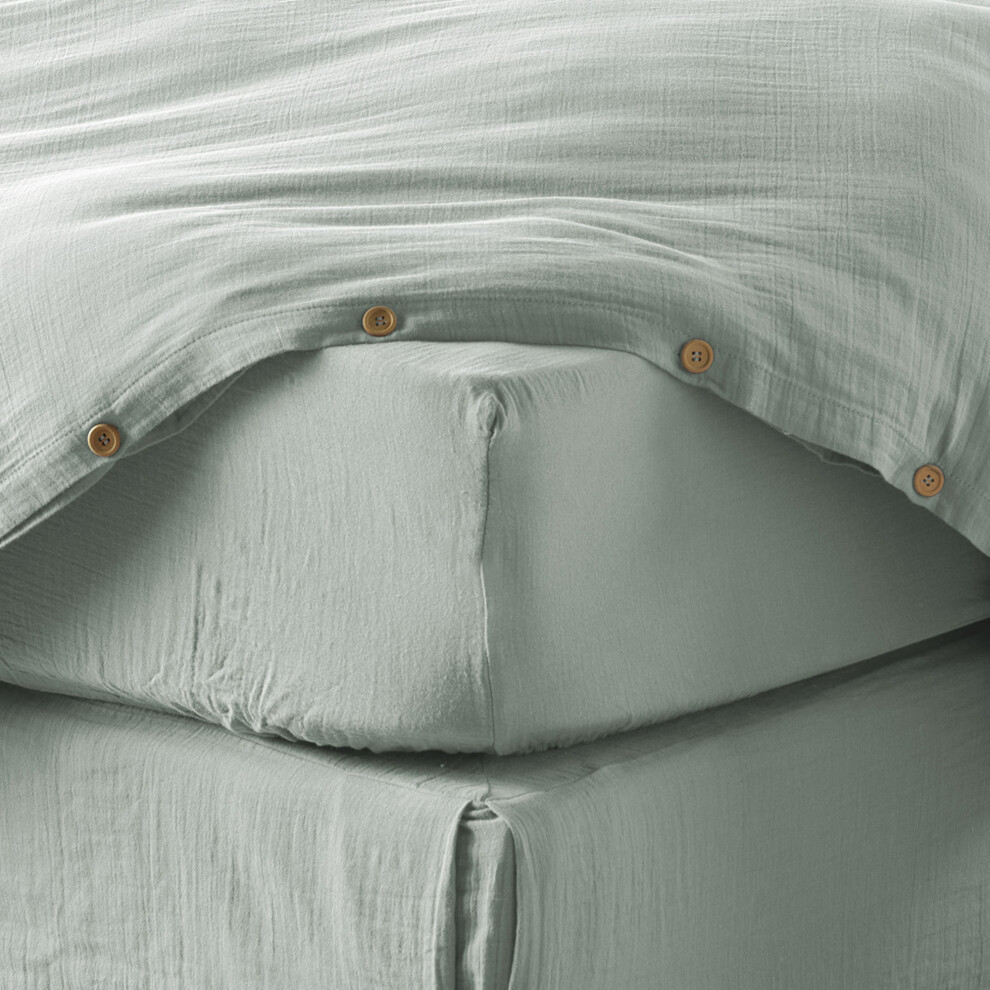 Drap housse 140x190 cm Gaze de Coton Eucalyptus