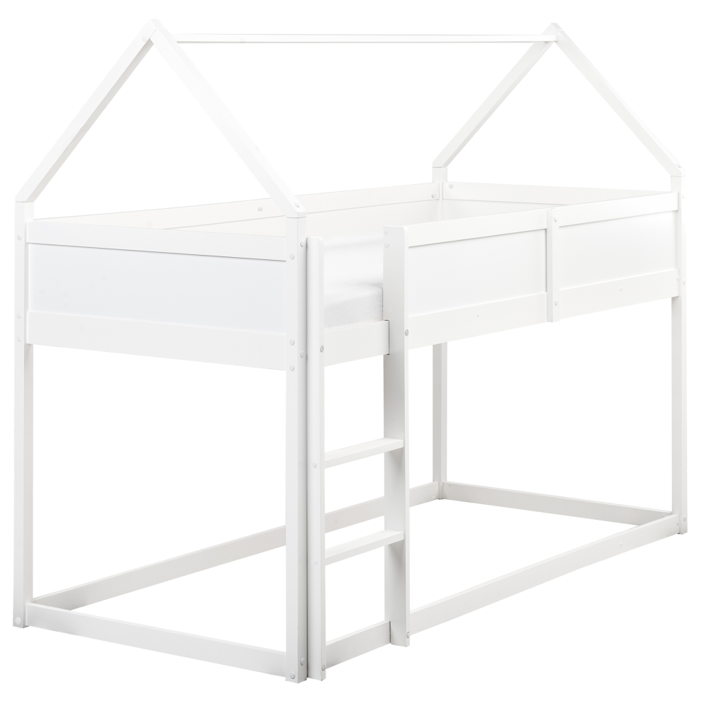 Mid Sleeper Bed House Pine Wood DIENNE 90 x 200 cm (EU Single) White
