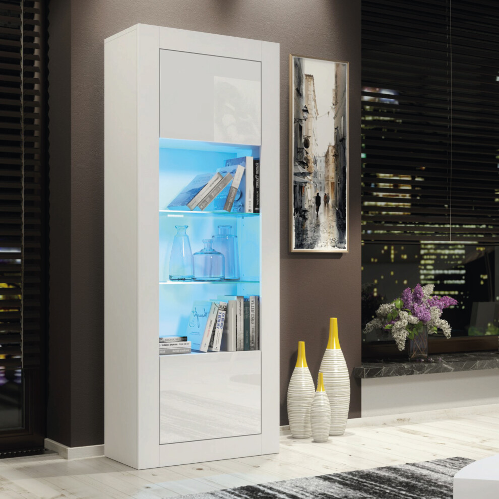 Mex Furniture Ltd White (White) Cabinet 170Cm Led Gloss - Mex Furniture