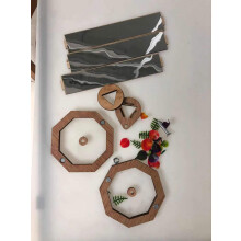 (Brown) Wooden DIY Kaleidoscope Kit Outdoor Children's Toys