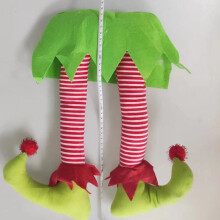 (Green fabric elf legs) New Christmas Green Fabric Goblin Leg Props Doll Decoration