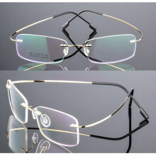 (Gold, +2.00 strength) Frameless lightweight alloy Slim Rectangle anti-blue light reading glasses