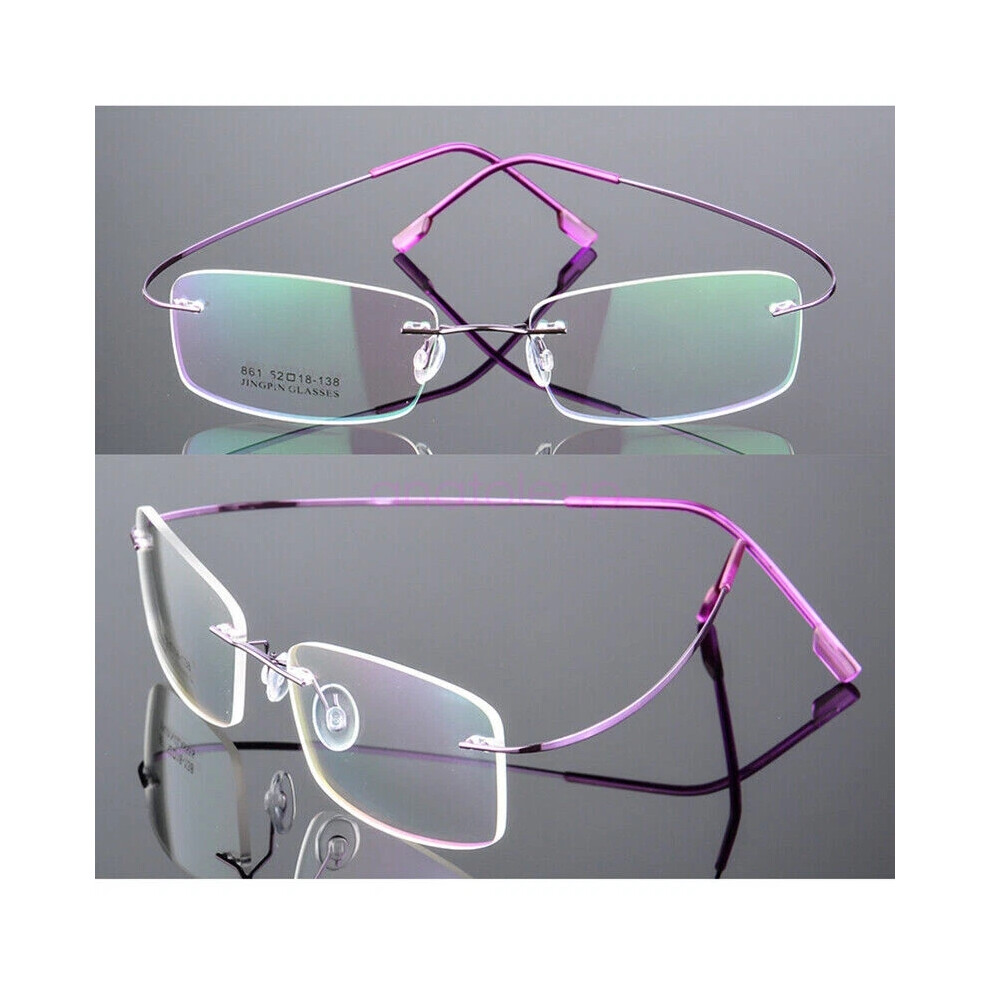 (Purple, +2.50 strength) Frameless lightweight alloy Slim Rectangle anti-blue light reading glasses-image-OPC-PHGFQMD-NEW