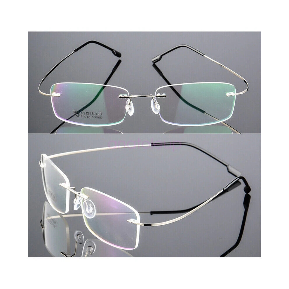 (Silver) Frameless lightweight alloy Slim Rectangle anti-blue light reading glasses-image-OPC-PHGFQN6-NEW