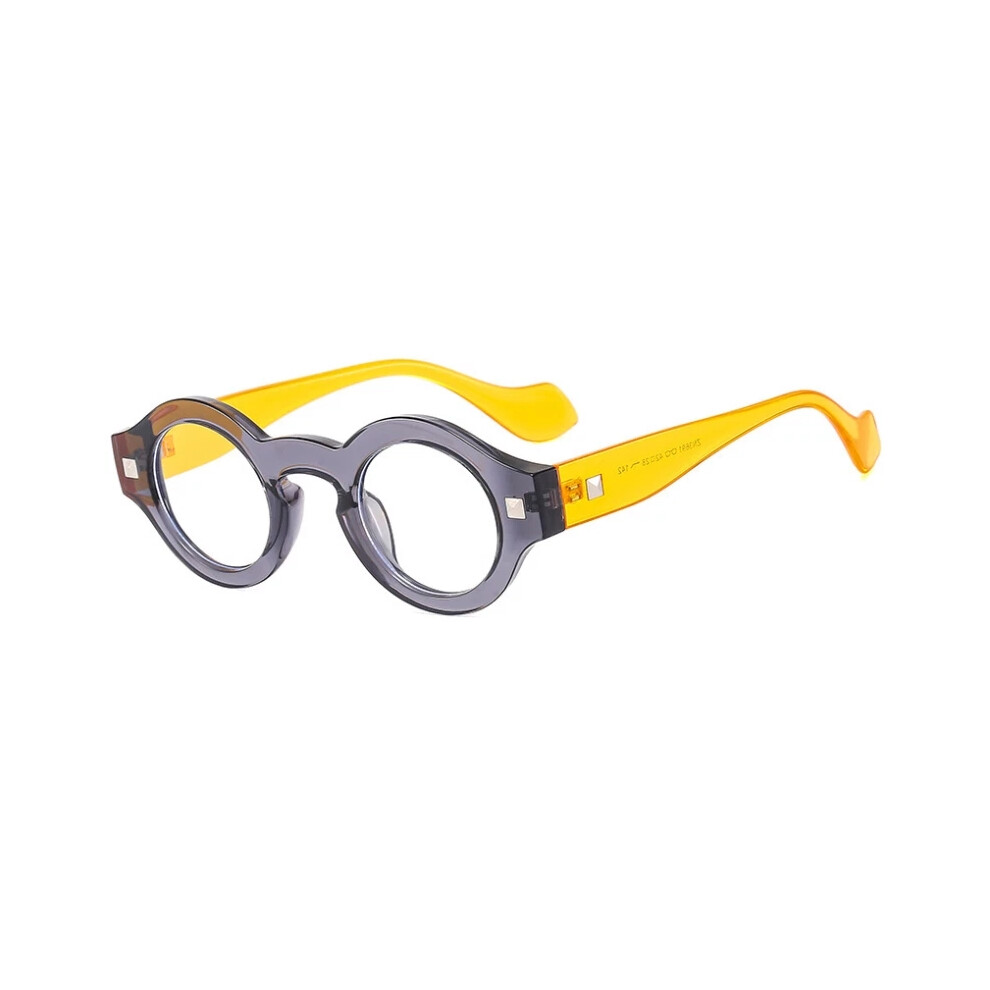 (Gray, +1.75 strength) Unisex Retro small round frame clear resin lens reading glasses
