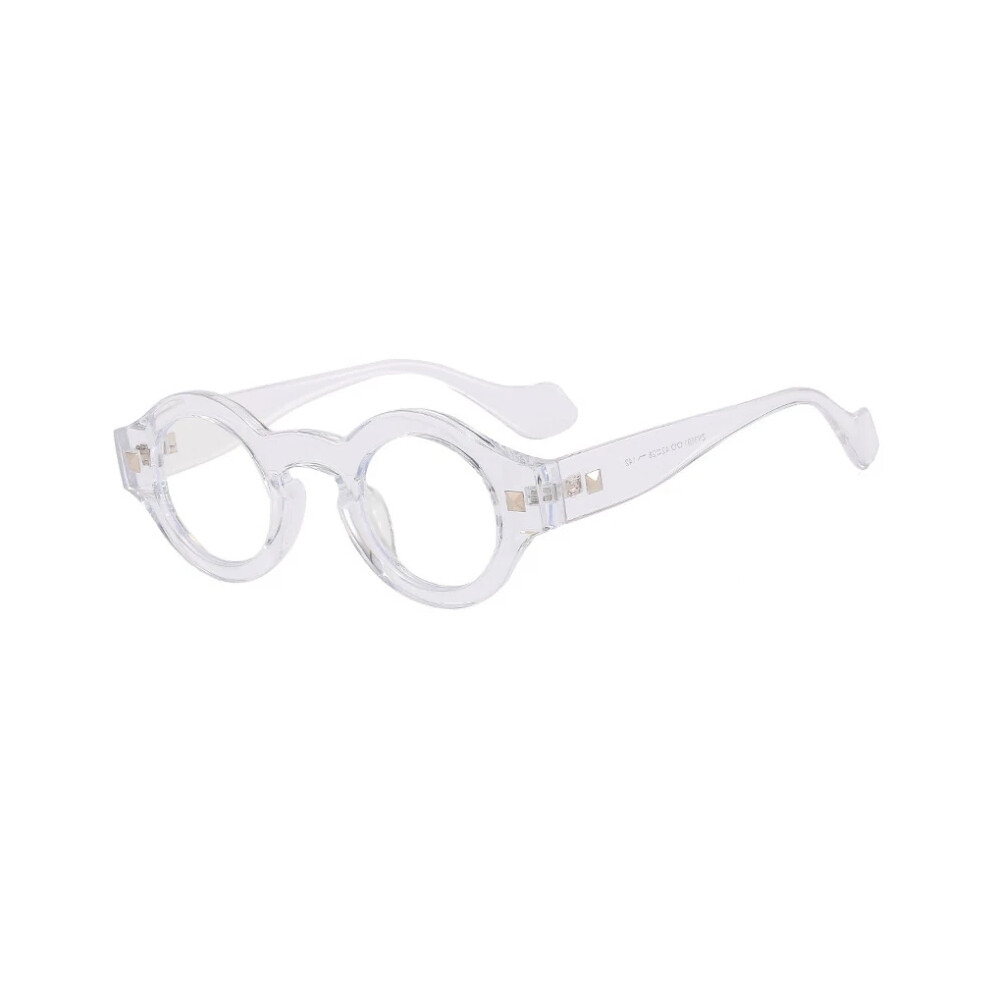 (Clear, +1.25 strength) Retro small round frame high definition resin lens reading glasses