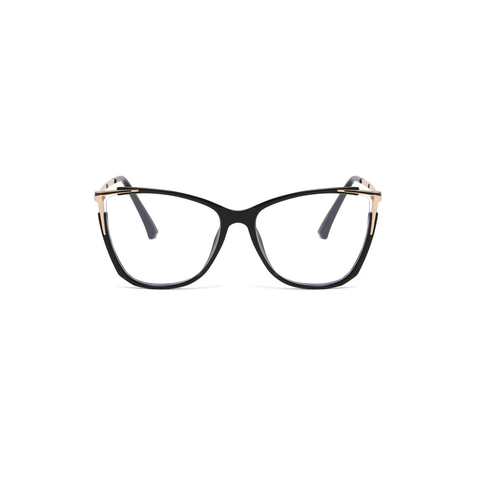 Black/Blue/Light (, =+5.00 Strength) Stylish Cat Eye Anti Reading Glasses Clear Lens