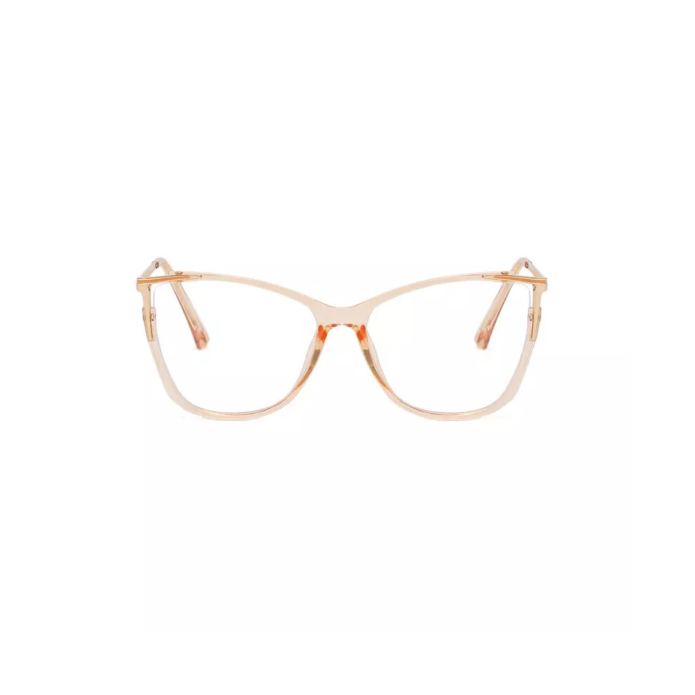 (Champagne, =+0.75 strength) Stylish Cat Eye Anti Blue Light Reading Glasses Clear Vision-image-OPC-PHGFRMM-NEW
