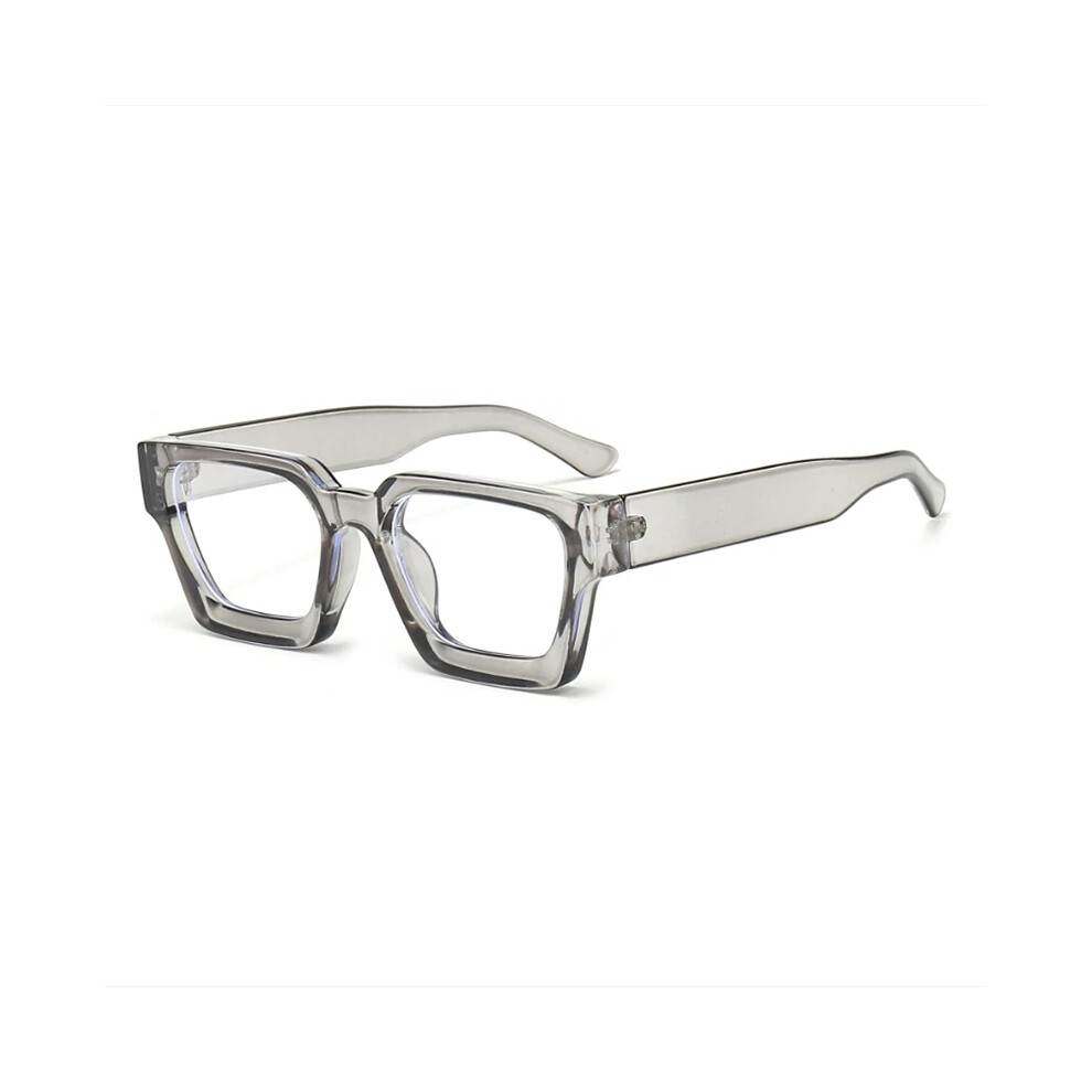 (Gray, +4.00 strength) Thick-rimmed anti-blue light comfortable reading glasses