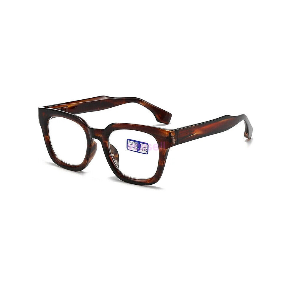 (Leopard, +1.00 strength) Large frame anti-blue light reading glasses with spring hinges-image-OPC-PHGFSYQ-NEW