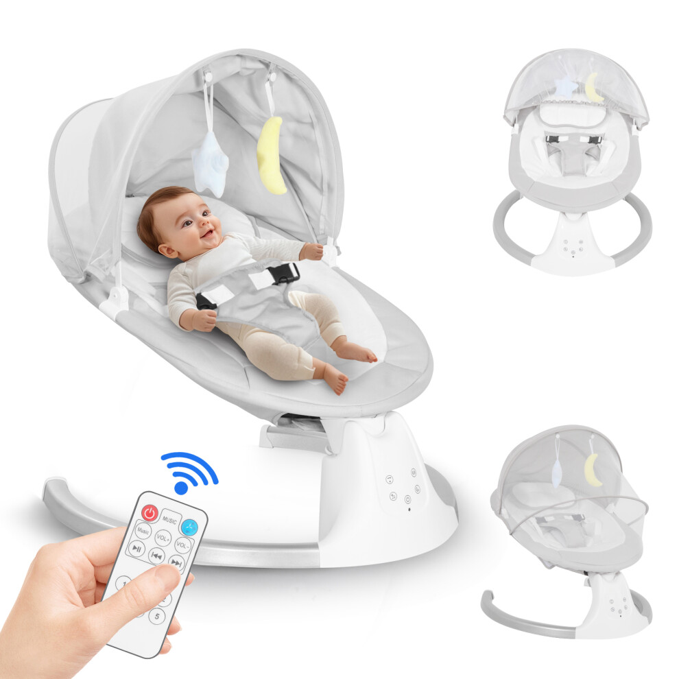 Baby Rocking Chair Electric Bluetooth Baby Swing Sleeping Cradle Grey-image-OPC-P6YY99H-NEW