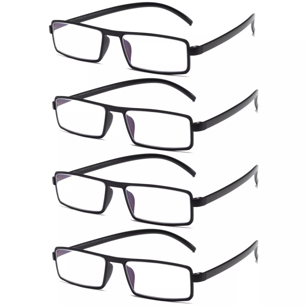Black/Blue/Light (, =+2.50 Strength) 4Pcs Unisex Unbreakable Lightweight Reading Glasses Blocking Readers