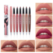 (06) Handaiyan 6 Colors Matte Waterproof Velvet Nude Lipstick Pencil Lip Liner Sexy Red Pink Pigments Makeup Long Lasting