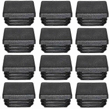 (12pcs)Plastic Stopper 50x50mm End Cap Square Tube Black Plastic End Cap End Caps for Trampoline Furniture Legs 12 Pcs