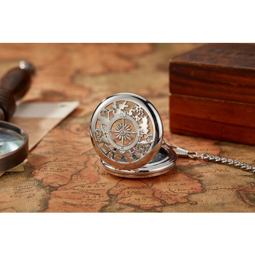 (2) Flip compass pocket watch 2