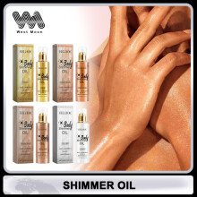 (golden) EELHOE Body Oil with Shimmer Brighten Glitter Face Contour Highlighter for Body Smooth Bronzer Liquid Illuminator Makeup 100ml