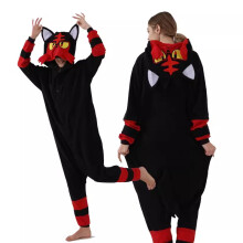 (S) Pajamas Pokemon Onesie Litten Kigurumi Cat Anime Pijama Jumpsuit Halloween Christmas Cosplay Costume Party Outfit
