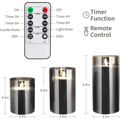 Electric Remote Control Candle Flickering Silver Gray 1