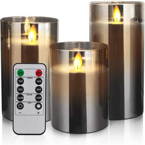 Electric Remote Control Candle Flickering Silver Gray