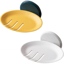 2 Pcs Wall Mounted Disc Soap Box No-Drilling Soap Holder Plastic Soap Saver for Shower Bathroom Kitchen Keep Soap Dry