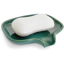 Multi-Color Ceramic Soap Dish for Kitchen or Bathroom, Easy to Clean, Self Draining Soap Holder, Keeps Soap Dry (Green)