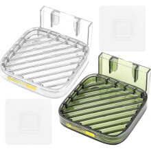 2 Pcs Soap Dish Holder for Bathroom, Soap Dish for Shower Soap Holder, Wall Mounted Shower Soap Holder(Transparent &Green)