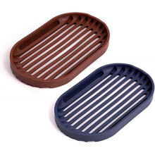 2 Pcs Soap Dishes for Bathroom, Portable Silicone Soap Dish Soap Saver Self Draining Soap Holder Container for Shower Kitchen