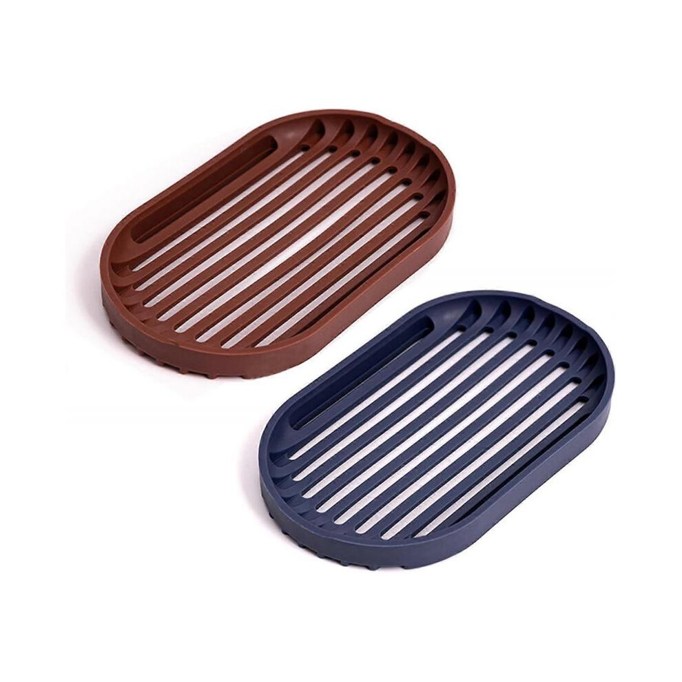 2 Pcs Plateaux à Savon pour la Salle de Bain, Pot à Savon en Silicone Portable, Porte-Savon Auto-drainant pour la Douche et la Cuisine
