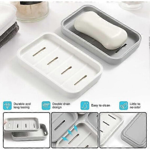2Pcs Soap Dish Holders, Soap Saver for Shower, Bathroom, Kitchen, Sinks,Keep Soap Dry Container 2