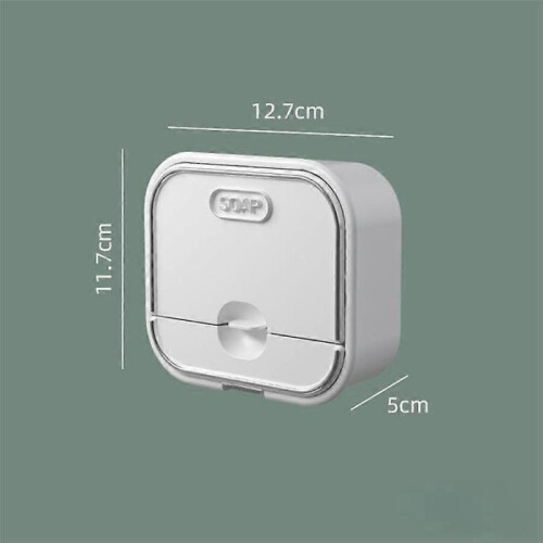 Soap Dish Holder, 2pcs Plastic Rectangular Soap Box, Wall Mounted Self Adhesive Storage for Kitchen and Bathroom, Pack of 2 2