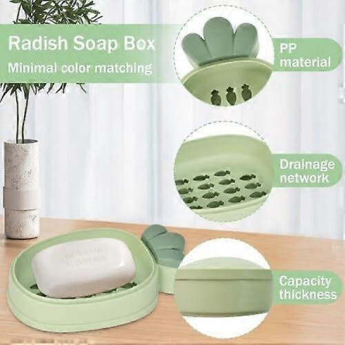 2Pcs Soap Dish Soap Box, Soap Dishes with Lid, Plastic Draining Soap Dishes, Soap Box Container, Soap Bar(Green) 1