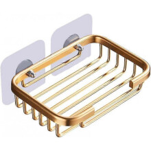 Gold Soap Dish for Shower Creative Hanging Drain Rack,Self Adhesive Soap Dish Holder,Soap Holder (Gold,1PC)