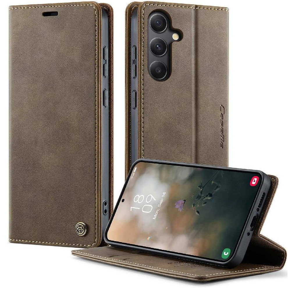 (Brown) Retro Leather Wallet Case For Samsung Galaxy A34 5G Rfid Blocking Adjustable Kickstand Shockproof Protection Brown 764563543328
