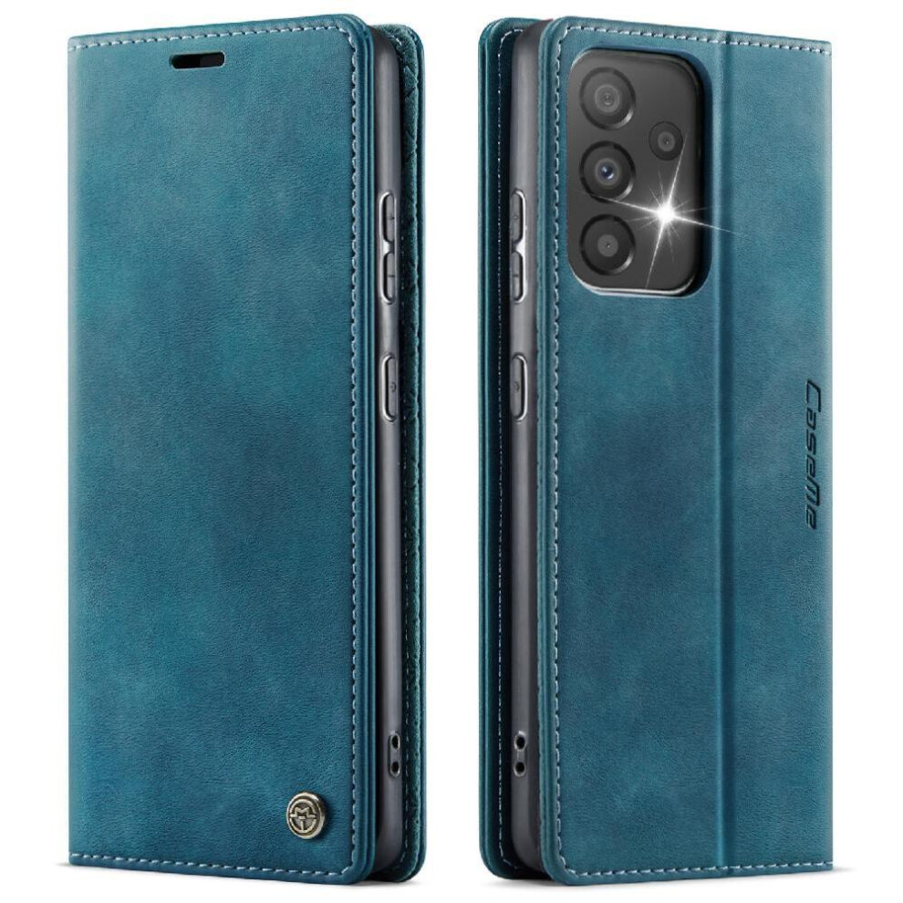 (Blue) Retro Leather Wallet Case For Samsung Galaxy A33 5G Rfid Blocking Adjustable Kickstand Shockproof Protection Blue 764563543403
