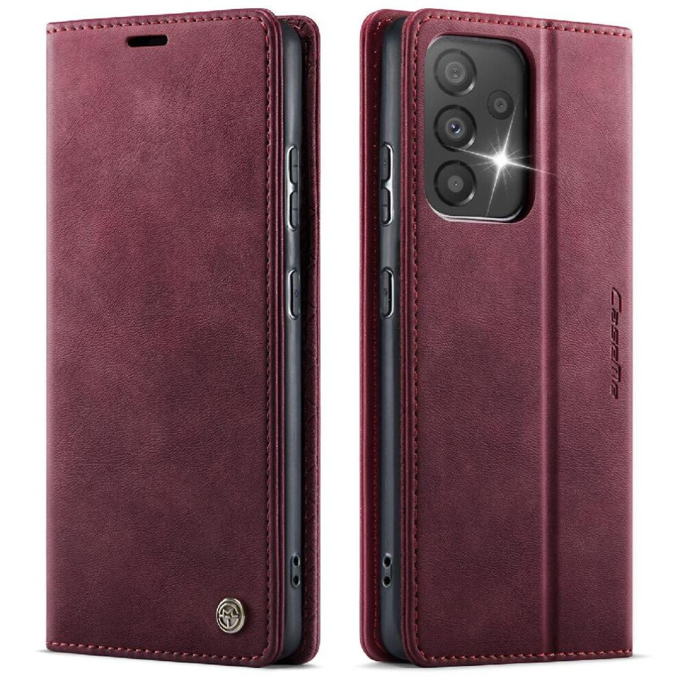 (Red) Retro Leather Wallet Case For Samsung Galaxy A33 5G Rfid Blocking Adjustable Kickstand Shockproof Protection Red 764563543380