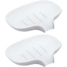 2 Silicone White Soap Dish, Self Draining Soap Holder, Soap Dish for Bathroom Shower Kitchen Countertop Soap Saver Tray