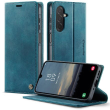 (Blue) Retro Leather Wallet Case for Samsung Galaxy A26 Rfid Blocking Adjustable Kickstand Shockproof Protection