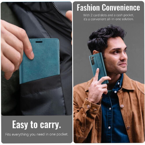 (Blue) Retro Leather Wallet Case for Samsung Galaxy A26 Rfid Blocking Adjustable Kickstand Shockproof Protection 1