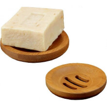 2Pcs Natural Wooden Bamboo Soap Dish Round Storage holder for Home Bath Accessories