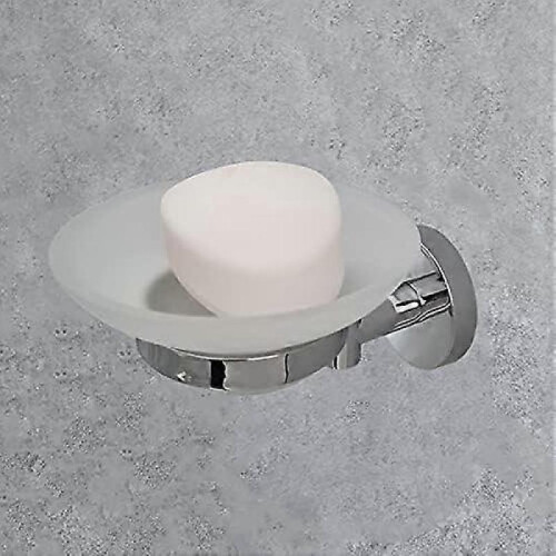 Glass Soap Dish and Holder Brass Chrome Finish Wall Mounted Modern Accessory 1