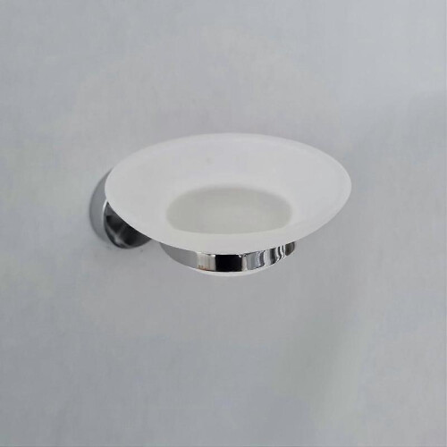 Glass Soap Dish and Holder Brass Chrome Finish Wall Mounted Modern Accessory 2