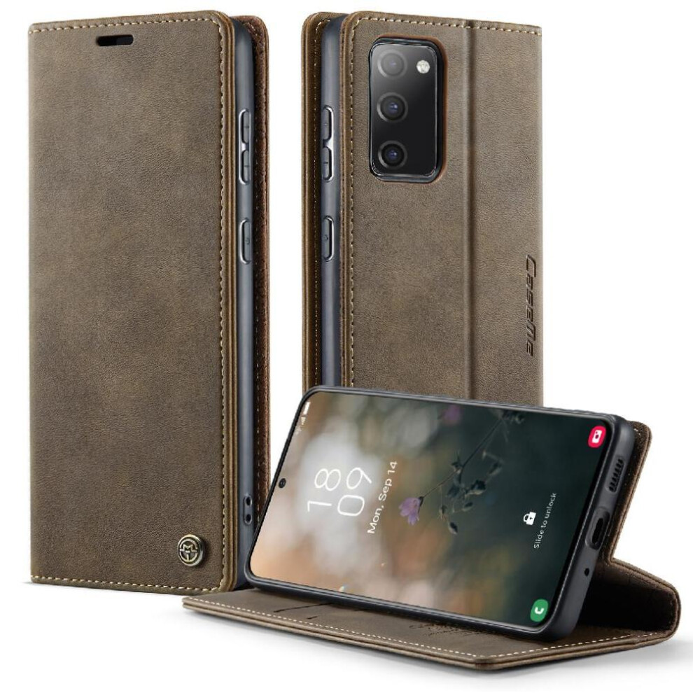 (Brown) Retro Leather Wallet Case For Samsung Galaxy S20 Fe Rfid Blocking Adjustable Kickstand Shockproof Protection Brown 764563544127