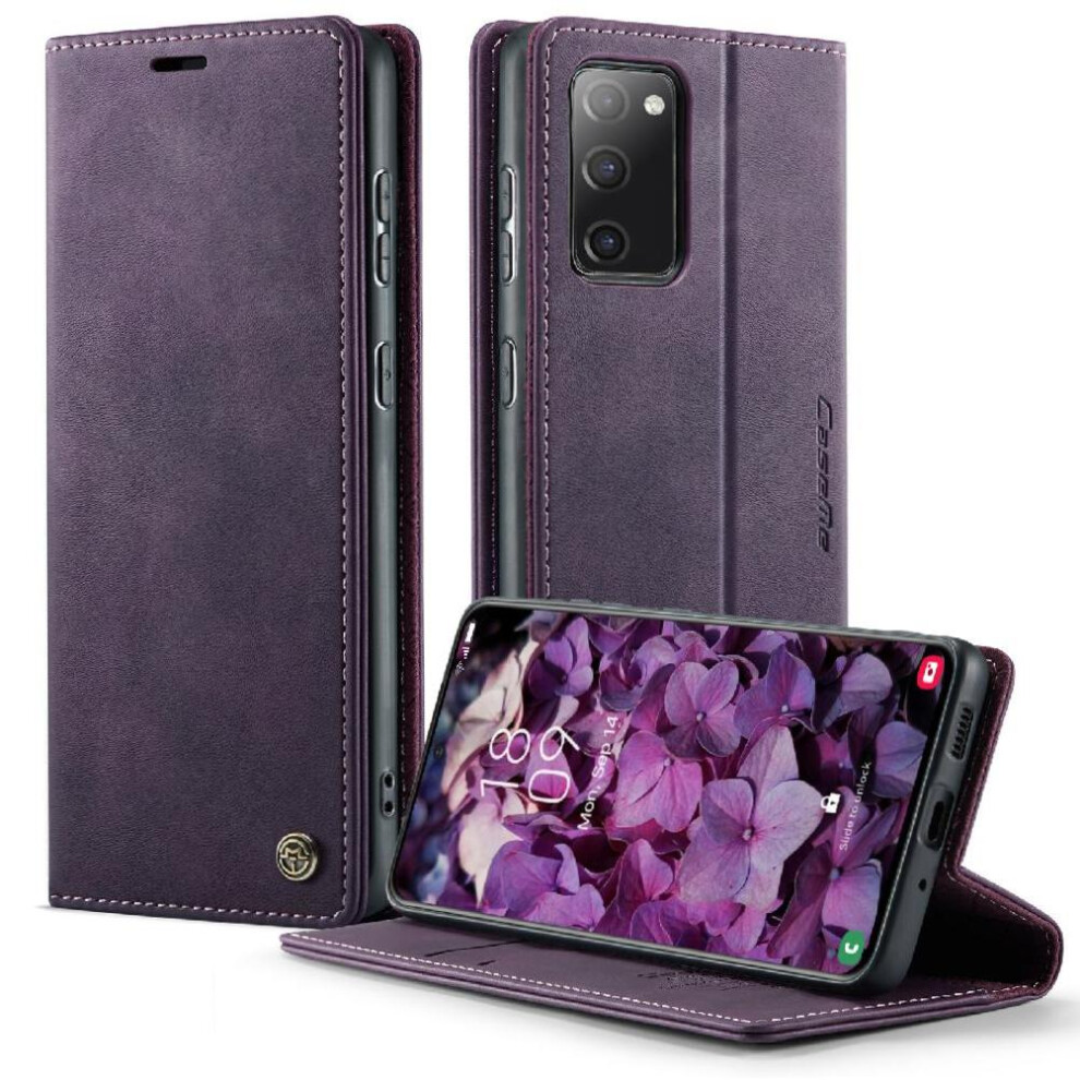 (Purple) Retro Leather Wallet Case For Samsung Galaxy S20 Fe Rfid Blocking Adjustable Kickstand Shockproof Protection Purple 764563544141