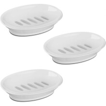3-Pack Soap Dish with Drain Soap Holder, Soap Saver Easy Cleaning, Stop Mushy Soap Tray for Shower Bathroom Kitchen