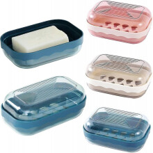Plastic Soap Box, Portable Travel Soap Box Soap Holder with Lid Waterproof Plastic Soap Holder for Bathroom, Travel, Camping (Dark Blue)